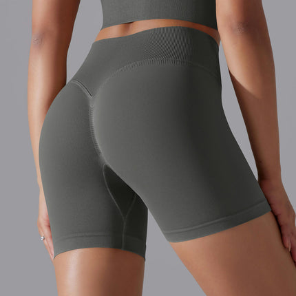 Workout Biker Shorts Women - High Waisted Ribbed Tummy Control Booty Yoga Shorts