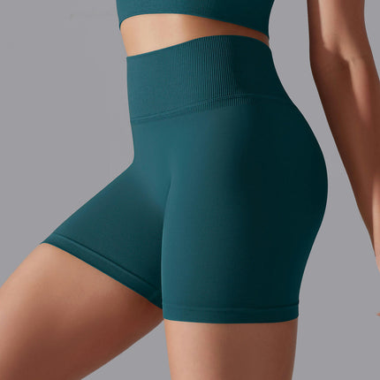 Workout Biker Shorts Women - High Waisted Ribbed Tummy Control Booty Yoga Shorts