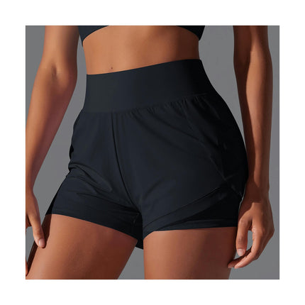 2 in 1 Women's Running Shorts, High Waist Side Slit Shorts for Sports Fitness Running Shorts