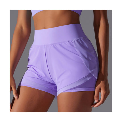 2 in 1 Women's Running Shorts, High Waist Side Slit Shorts for Sports Fitness Running Shorts