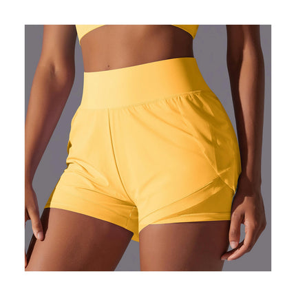 2 in 1 Women's Running Shorts, High Waist Side Slit Shorts for Sports Fitness Running Shorts