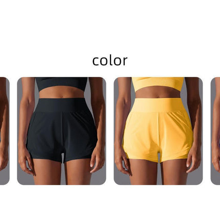 2 in 1 Women's Running Shorts, High Waist Side Slit Shorts for Sports Fitness Running Shorts