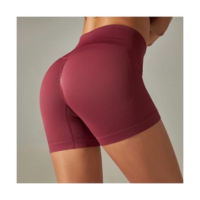 Women Workout Scrunch Shorts  Seamless High Waisted Butt Lifting Yoga Shorts Ribbed Contour