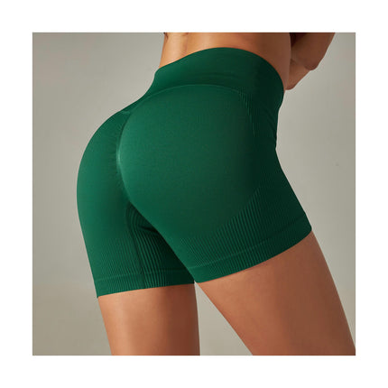 Women Workout Scrunch Shorts  Seamless High Waisted Butt Lifting Yoga Shorts Ribbed Contour