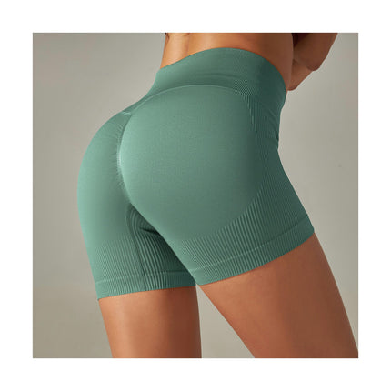 Women Workout Scrunch Shorts  Seamless High Waisted Butt Lifting Yoga Shorts Ribbed Contour