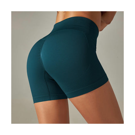 Women Workout Scrunch Shorts  Seamless High Waisted Butt Lifting Yoga Shorts Ribbed Contour