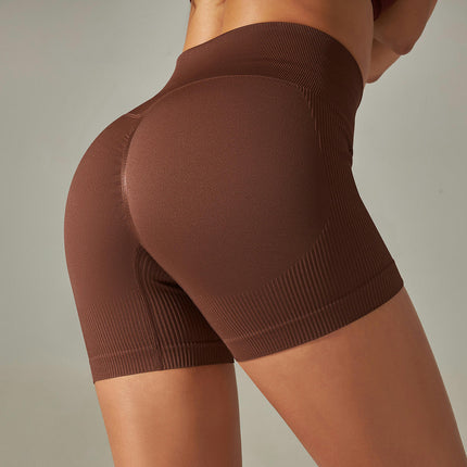 Women Workout Scrunch Shorts  Seamless High Waisted Butt Lifting Yoga Shorts Ribbed Contour