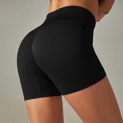 Women Workout Scrunch Shorts  Seamless High Waisted Butt Lifting Yoga Shorts Ribbed Contour