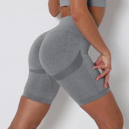 High Waist Workout Shorts Butt Lifting Tummy Control Ruched Smile Yoga Short Pants