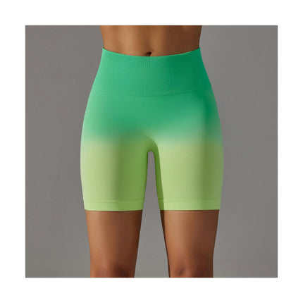 High Waist Gym Shorts Hip Lifting Tummy Control Ombre Yoga Sport Running Shorts