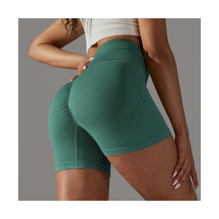 Women High Waist Workout Yoga Gym Smile Contour Back Ruched ScrunchCycling Shorts