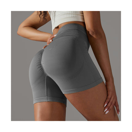 Women High Waist Workout Yoga Gym Smile Contour Back Ruched ScrunchCycling Shorts