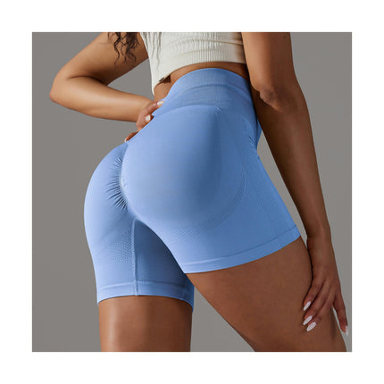 Women High Waist Workout Yoga Gym Smile Contour Back Ruched ScrunchCycling Shorts