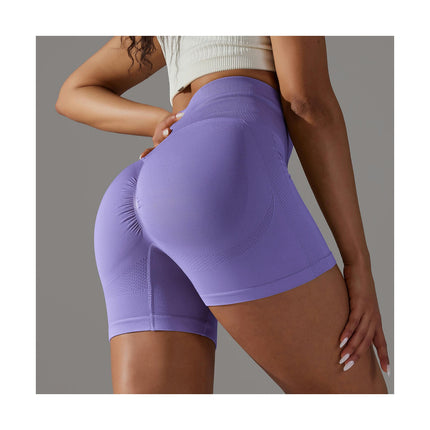 Women High Waist Workout Yoga Gym Smile Contour Back Ruched ScrunchCycling Shorts