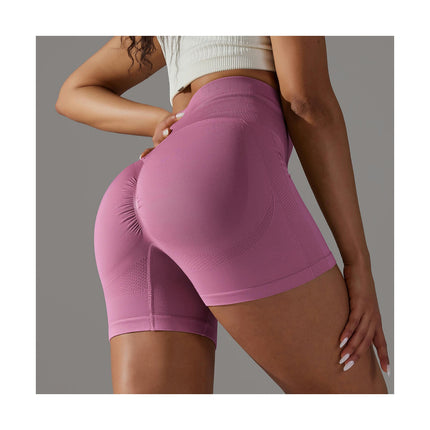 Women High Waist Workout Yoga Gym Smile Contour Back Ruched ScrunchCycling Shorts