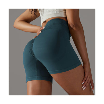 Women High Waist Workout Yoga Gym Smile Contour Back Ruched ScrunchCycling Shorts