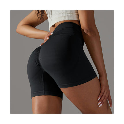 Women High Waist Workout Yoga Gym Smile Contour Back Ruched ScrunchCycling Shorts