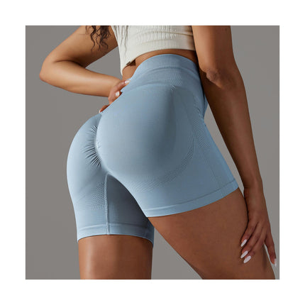 Women High Waist Workout Yoga Gym Smile Contour Back Ruched ScrunchCycling Shorts