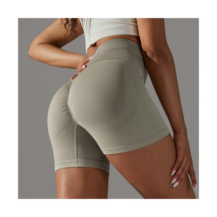 Women High Waist Workout Yoga Gym Smile Contour Back Ruched ScrunchCycling Shorts