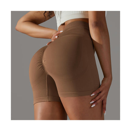 Women High Waist Workout Yoga Gym Smile Contour Back Ruched ScrunchCycling Shorts