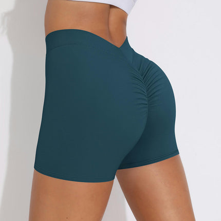 Booty Lifting Shorts for Women V Back Ruched Scrunch Biker Short Gym Compression Short