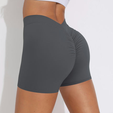 Booty Lifting Shorts for Women V Back Ruched Scrunch Biker Short Gym Compression Short