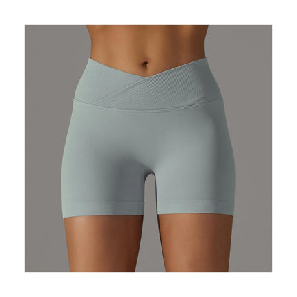 Women's Seamless Knitted Shorts - Cross Waist Peach Hip Yoga Fitness Running Shorts