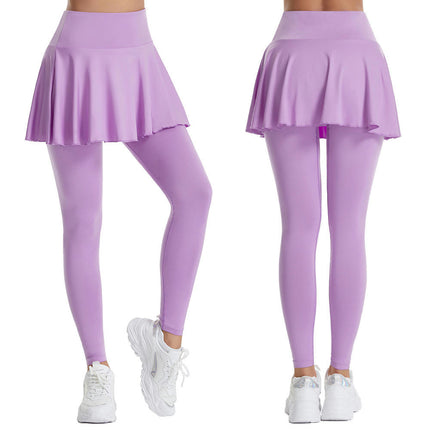 1 Pack Women Tennis Skirted Leggings with Pockets Athletic Pleated Skirts with Leggings Active Golf Skort