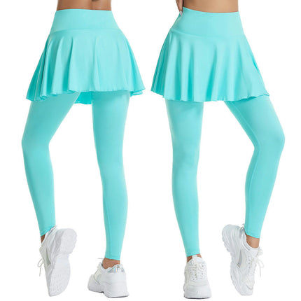 1 Pack Women Tennis Skirted Leggings with Pockets Athletic Pleated Skirts with Leggings Active Golf Skort