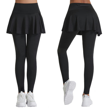 2-in-1 Yoga Sports Skirt Women - Pleated Skirt with High Waisted Hip Lifting Leggings 1-Pack