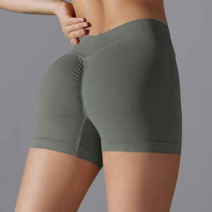 Women's Pleated Shorts - Ribbed High Waist Tummy Control Fitness Yoga Shorts