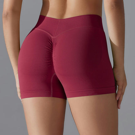 Women's Pleated Shorts - Ribbed High Waist Tummy Control Fitness Yoga Shorts