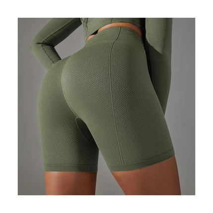 Women's Fitness Cycling Shorts - Seamless Knit High Waist Yoga Running Shorts