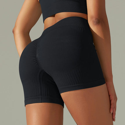 Women's Workout Shorts Yoga Seamless Ribbed High Waisted Spandex Booty Biker Shorts