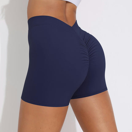 Women's High Waisted Gym Shorts - Pleated Yoga Pants Running Sports Cycling Shorts