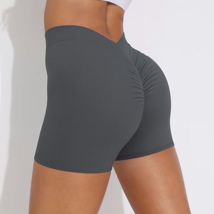 Women's High Waisted Gym Shorts - Pleated Yoga Pants Running Sports Cycling Shorts