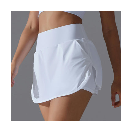 Tennis Skirt High Waist Fake Two-Piece Culottes Women Back Waist Pockets Sports Yoga Skirt