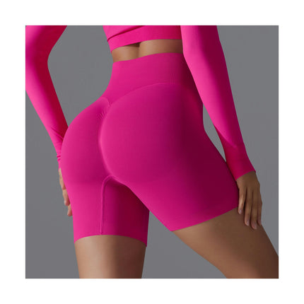 Women High Waist Workout Yoga Gym Smile Contour Seamless Cycling Shorts