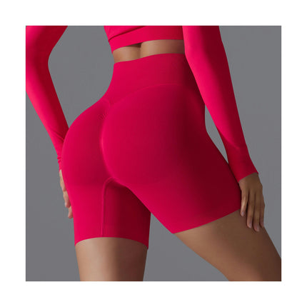 Women High Waist Workout Yoga Gym Smile Contour Seamless Cycling Shorts