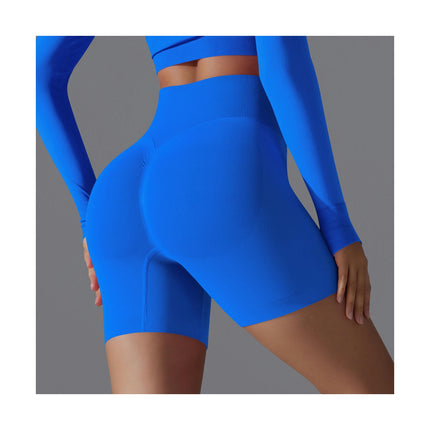 Women High Waist Workout Yoga Gym Smile Contour Seamless Cycling Shorts