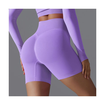 Women High Waist Workout Yoga Gym Smile Contour Seamless Cycling Shorts