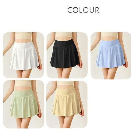 Women's 2-in-1 Skort High Waisted Tummy Control Pleated Golf Skorts  with Shorts Pockets