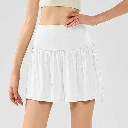 Women's High Waist Drawstring Skirt Fitness Tennis Skirt Pants with Shorts Pockets