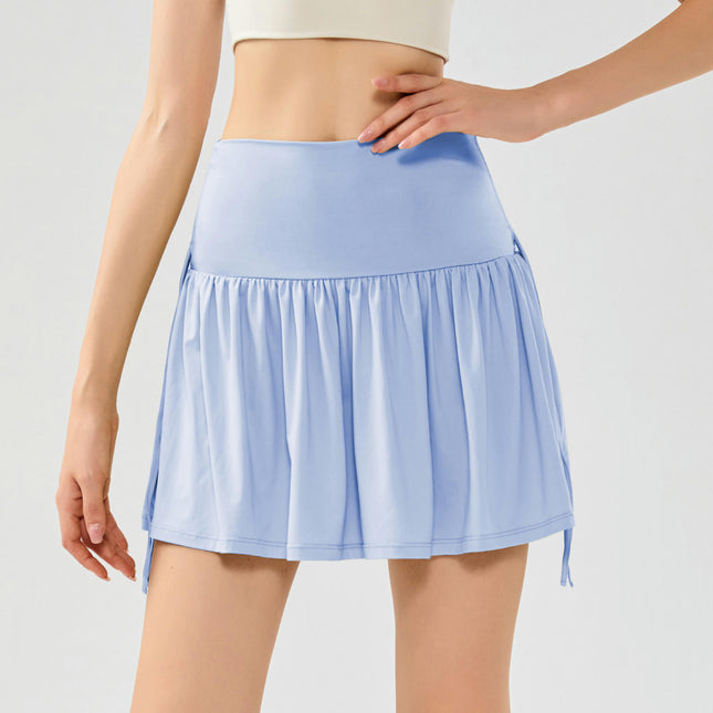 Women's High Waist Drawstring Skirt Fitness Tennis Skirt Pants with Shorts Pockets