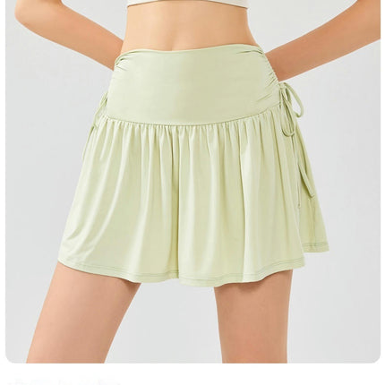 Women's High Waist Drawstring Skirt Fitness Tennis Skirt Pants with Shorts Pockets