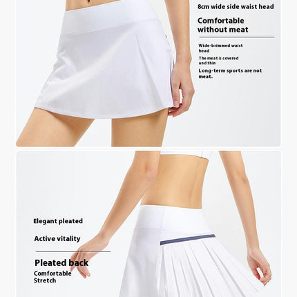 Women's Pleated Tennis Skirt with Shorts High Waist Golf Fitness Sports Skirt with Pockets