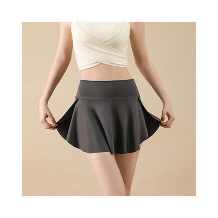 Women's High Waisted Flowy Running Shorts 2 in 1 Athletic Workout Skirt Shorts