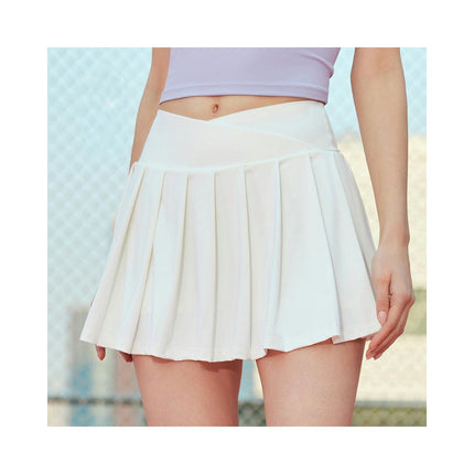 Women's High Waist Pleated Tennis Skirt Back Waist Pocket Tummy Casual Lined A-Line Skirt