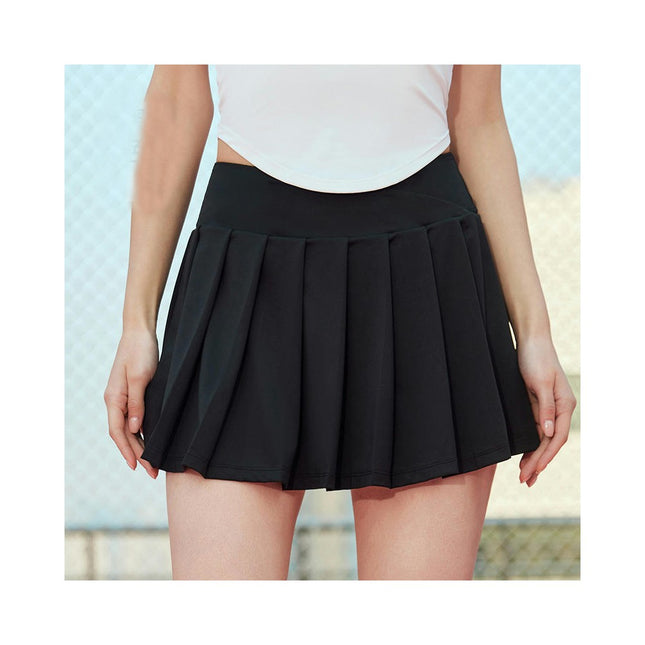 Women's High Waist Pleated Tennis Skirt Back Waist Pocket Tummy Casual Lined A-Line Skirt