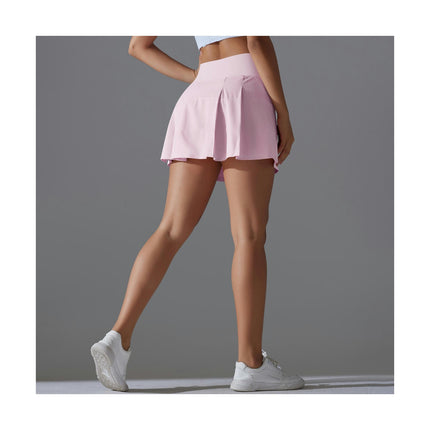 Women's Nylon Skirt High Waist Fake Two Piece Tennis Sports Skirt Running Fitness Yoga Skirt